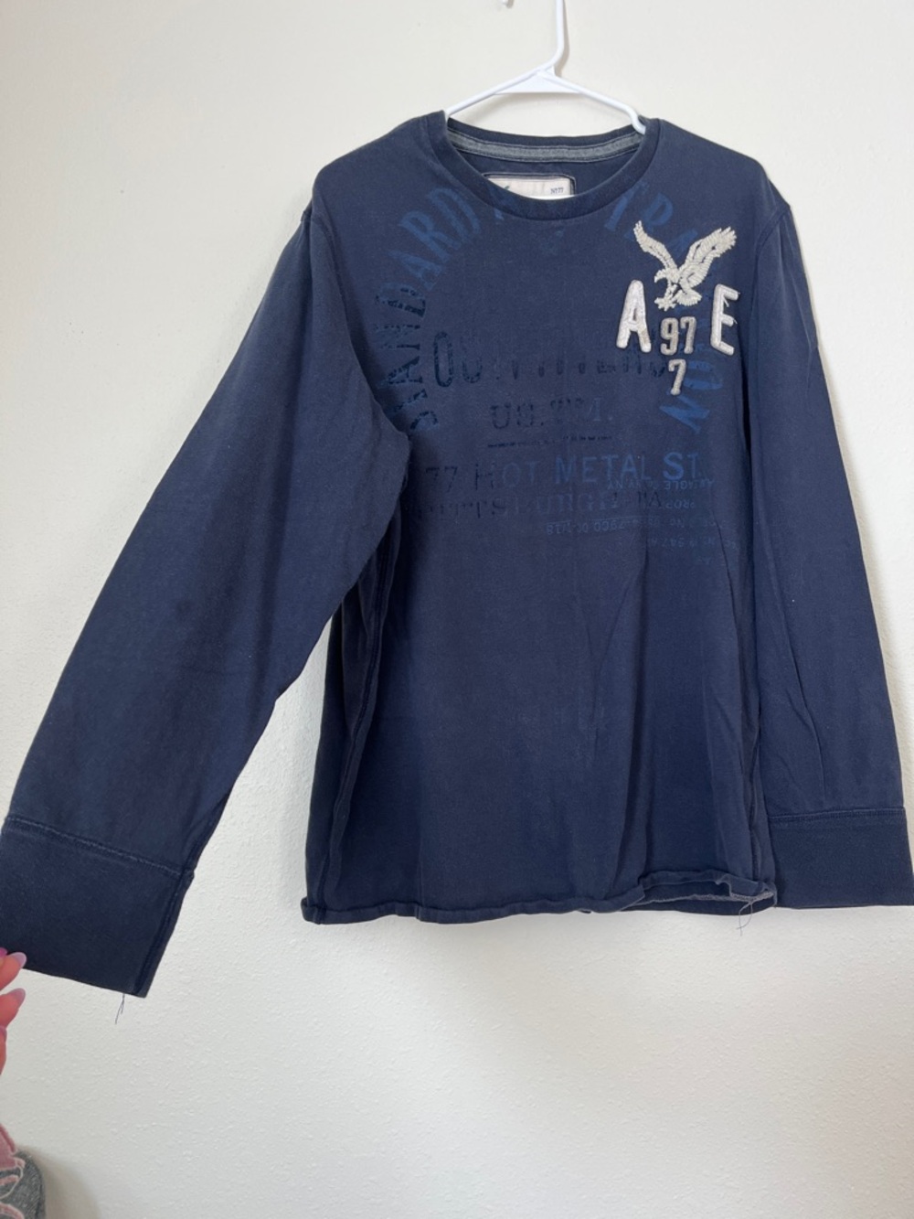 American Eagle Outfitters Long-Sleeve Graphic Tee - Navy